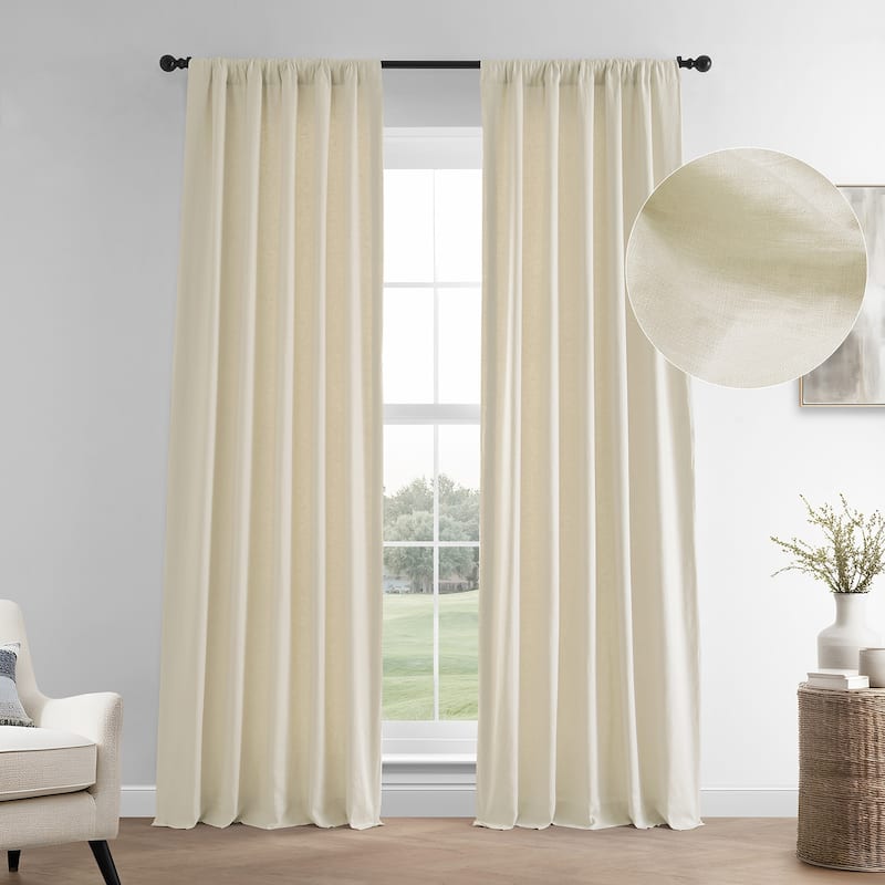 Exclusive Fabrics French Linen Room Darkening Curtains Panel - Elegant luxurious Drapes (1 Panel) - 50 X 84 - Ancient Ivory