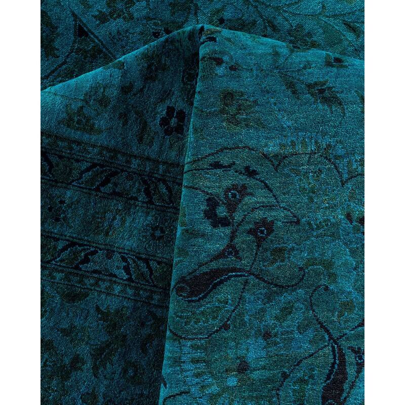 Overdyed, One-of-a-Kind Hand-Knotted Area Rug - Blue - 12' 3" x 17' 5"