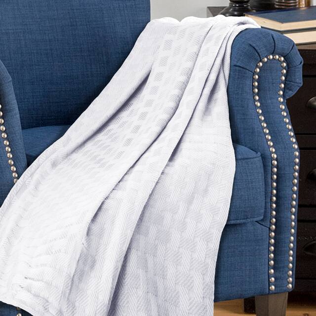 Basketweave All-Season Bedding Cotton Blanket by Superior