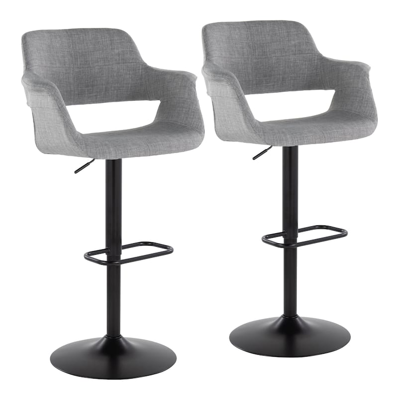 Lumisource Barstool with Swivel in Black and Charcoal, Set of 2 - 19"Lx23.5"Wx39-47.5"H