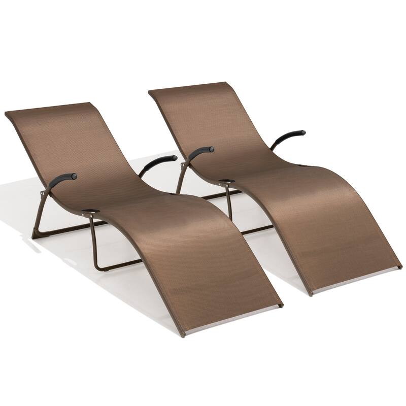 Crestlive Products Outdoor Aluminum Chaise Lounge Chair with Adjustable Backrest