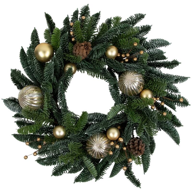 Pine Gold Ornaments Pine Cones Artificial Christmas Wreath 22-Inch