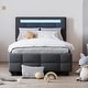 preview thumbnail 2 of 14, Twin Size Upholstered Platform Bed with LED Lighting and Storage Drawers, Modern Design with Lattice Headboard