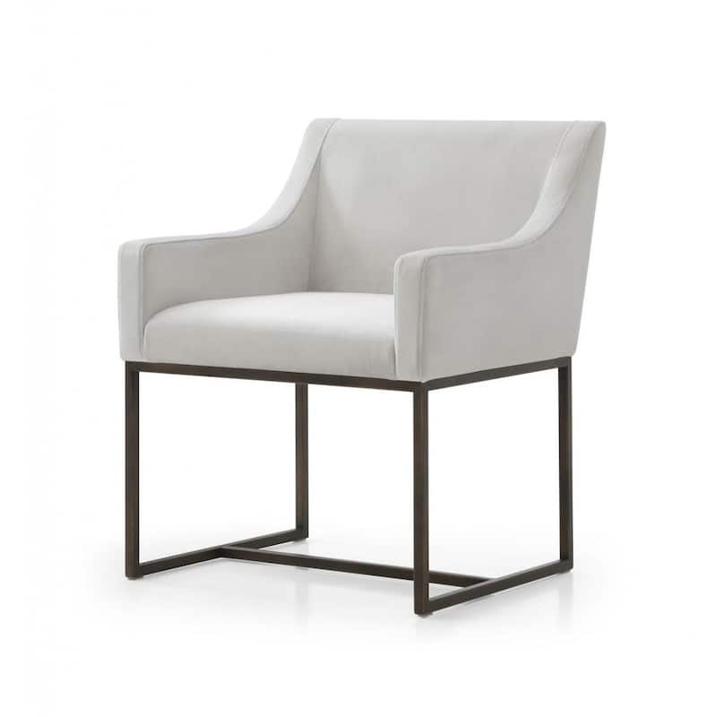 Beige Velvet Antique Brass Dining Chair