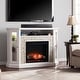 preview thumbnail 1 of 14, Ratner Faux Stone Fresh White Corner Convertible Fireplace Mirrored Reflector Firebox