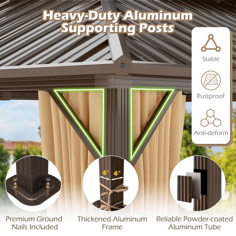 Costway 16 x 12 FT Hardtop Gazebo Aluminum Frame Permanent Pavilion - See Details