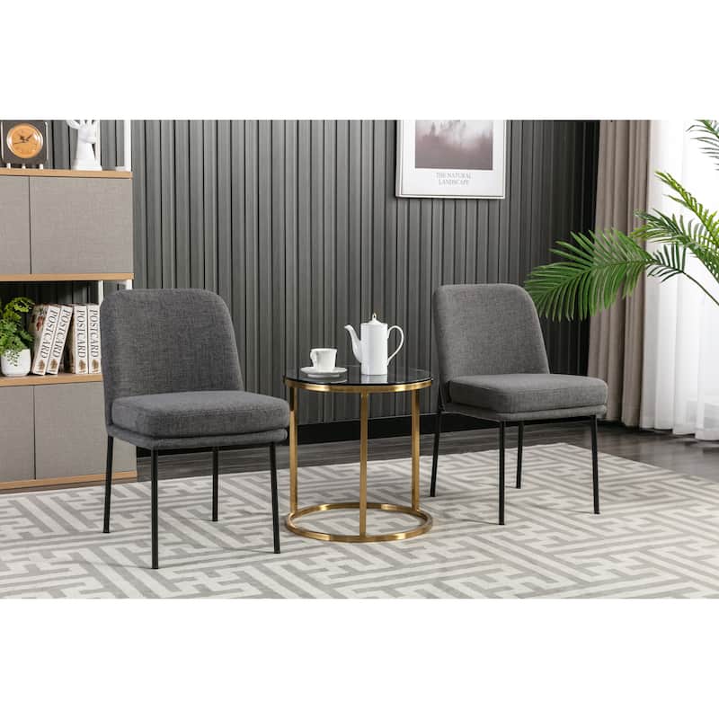 Porthos Home Lyra Fabric Upholstered Dining Chairs with Iron Legs, Set of 2