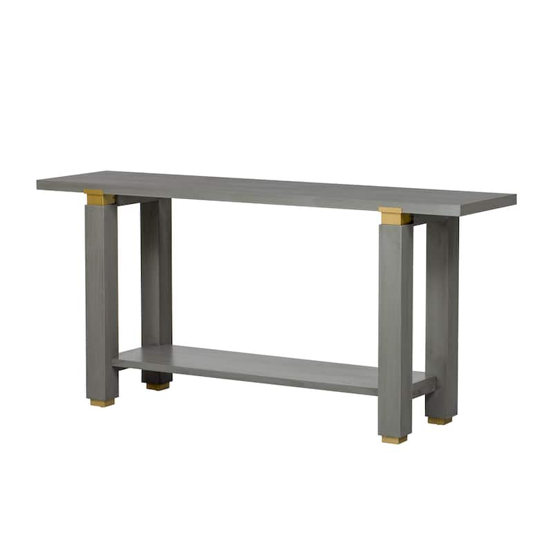 62.9" Modern Minimalist Console Table, Wooden Entryway Sofa Table Rectangular with Built-in Shelf for Living Room