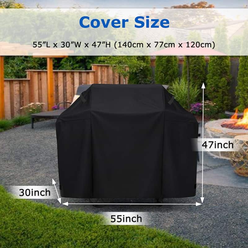 55 IN. Waterproof UV and Fade Resistant BBQ Gas Grill Cover - 55"Wx30"Lx47"H
