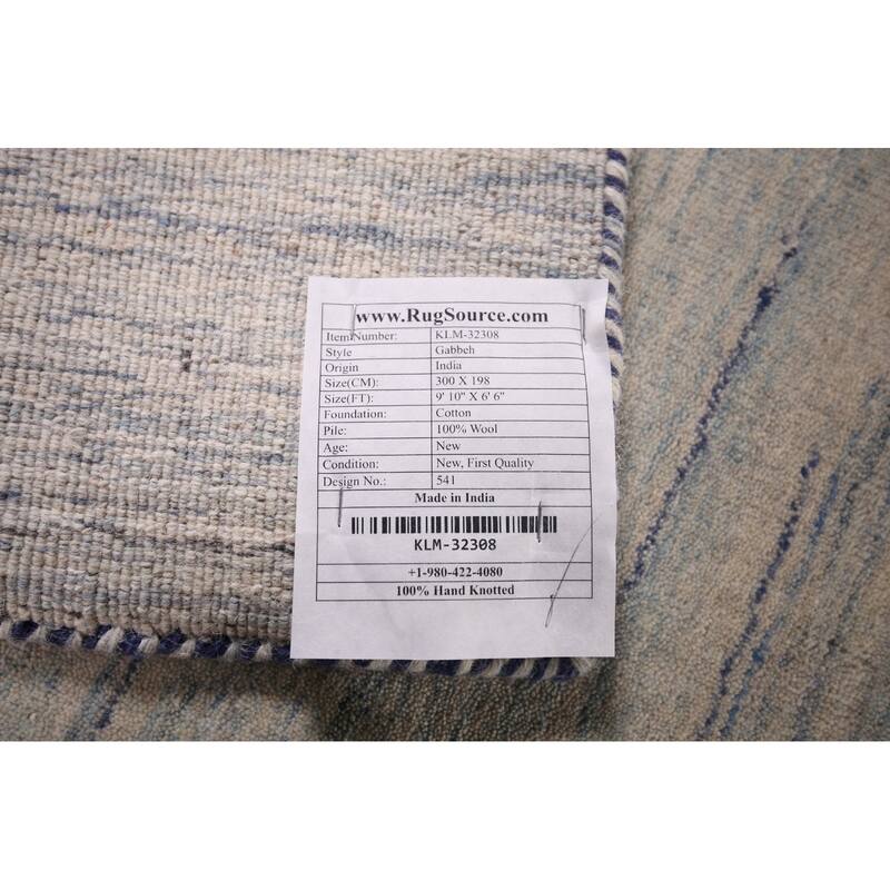 Gabbeh Indian Area Rug Handmade Beige Wool Carpet - 6'6"x 9'10"