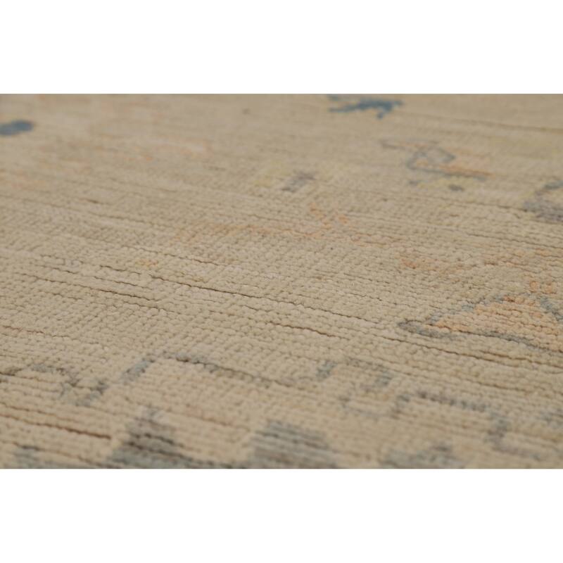 Beige Oriental Oushak Turkish Area Rug Hand-Knotted Wool Carpet - 8'0"x 9'8"