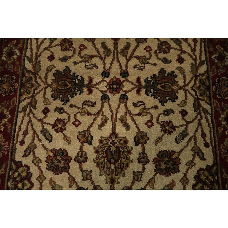 Hand Knotted Oriental 100% Wool Carpet Traditional Floral Beige & Ivories Agra Runner Rug - 10' 0'' X 2' 5''