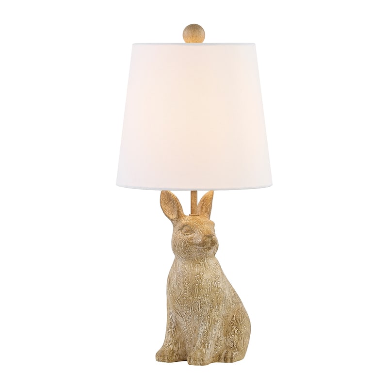 19"H Light Brown Resin Rabbit Table Lamp With Shade - 9" x 9" x 19"