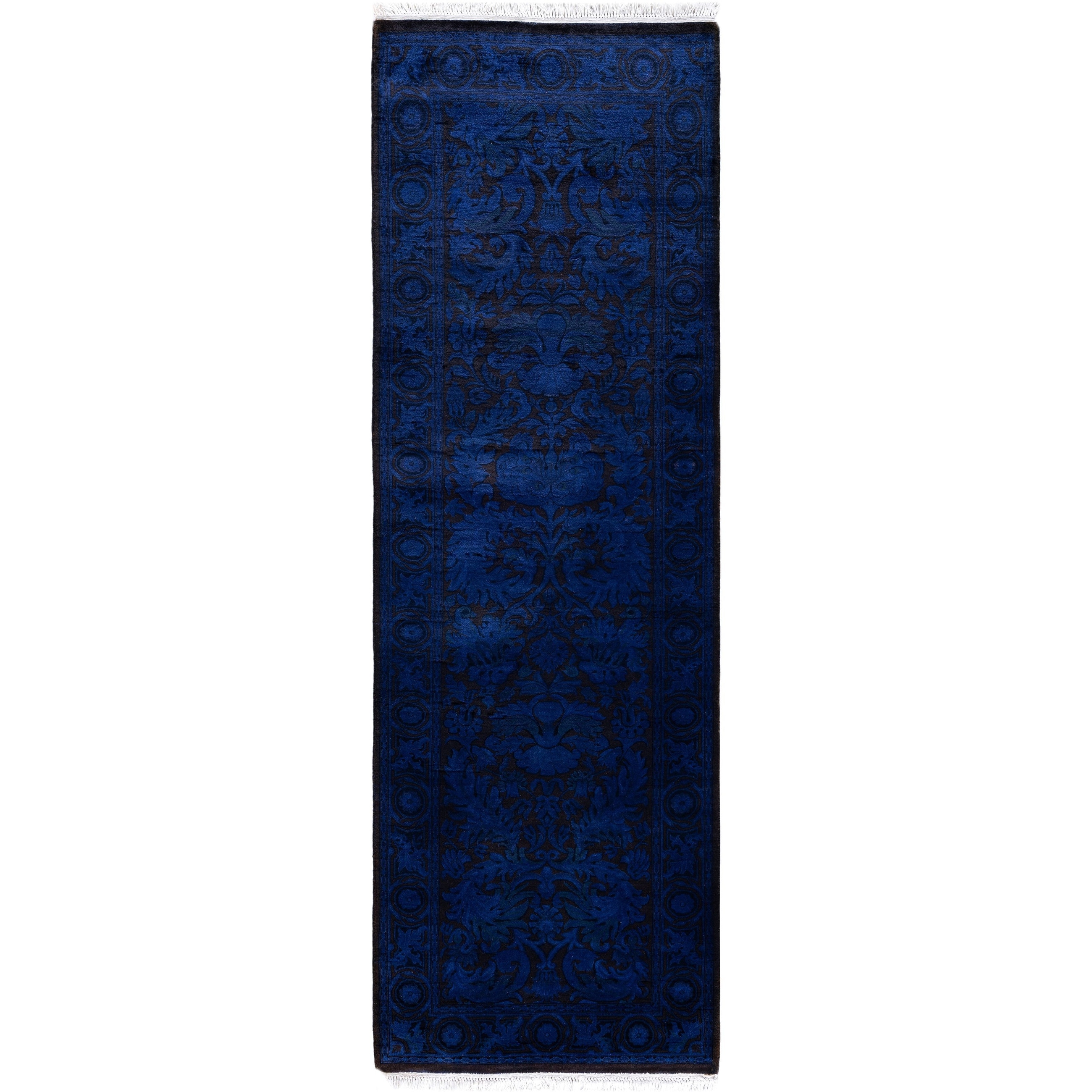 Overdyed One-of-a-Kind Hand-Knotted Runner Rug - Blue - 2' 7" x 8' 0"
