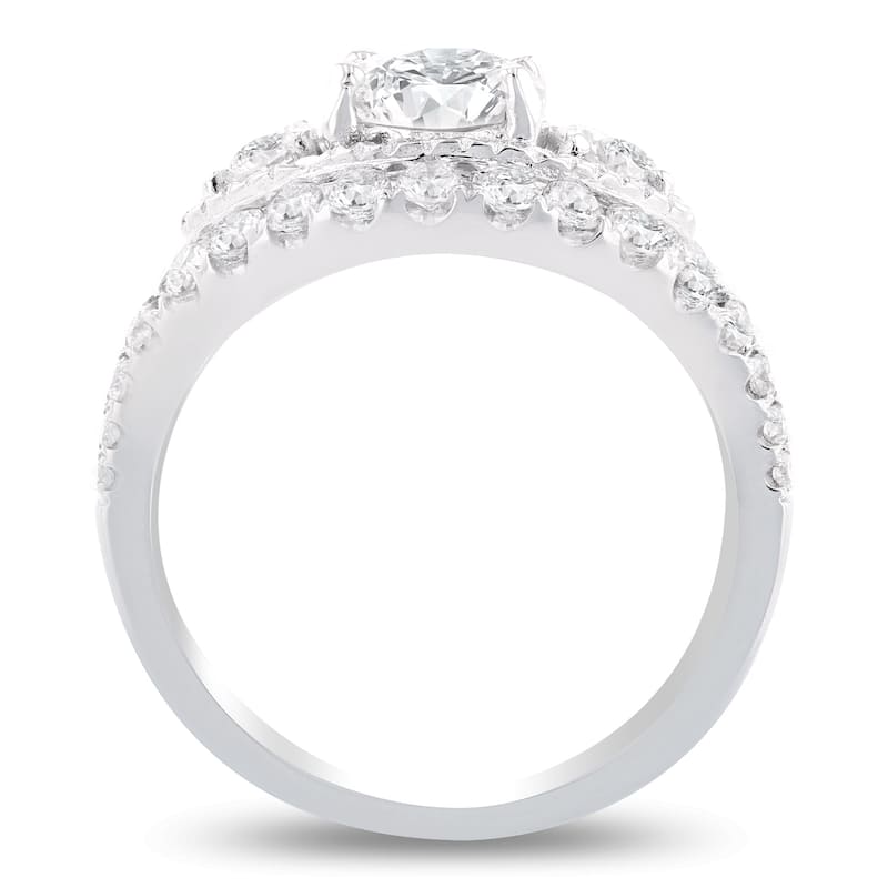 Auriya 18k Gold 1 3/4ctw 3-Stone Diamond Engagement Ring 18k White Gold (H, SI2)