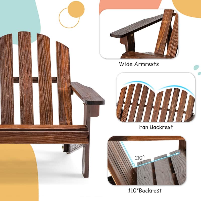 2-Person Outdoor Adirondack Chair with Slatted Seat - 22"x 20" x 35.5"