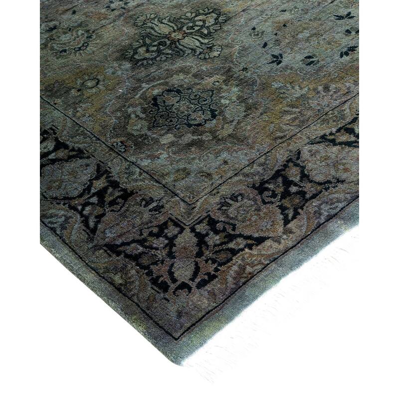 Overton Hand Knotted Wool Vintage Inspired Modern Contemporary Overdyed Gray Runner Rug - 3' 0" x 10' 2"