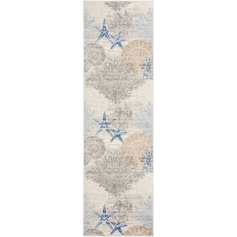 Nourison Seaside Indoor only Nature Area Rug - 2' 3" x 7' 6" - Ivory/Grey/Blue