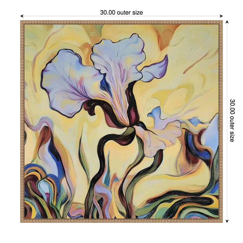 Iris In Mallorca by Elena Avanesova Framed Canvas Wall Art Print - 30 x 30 in