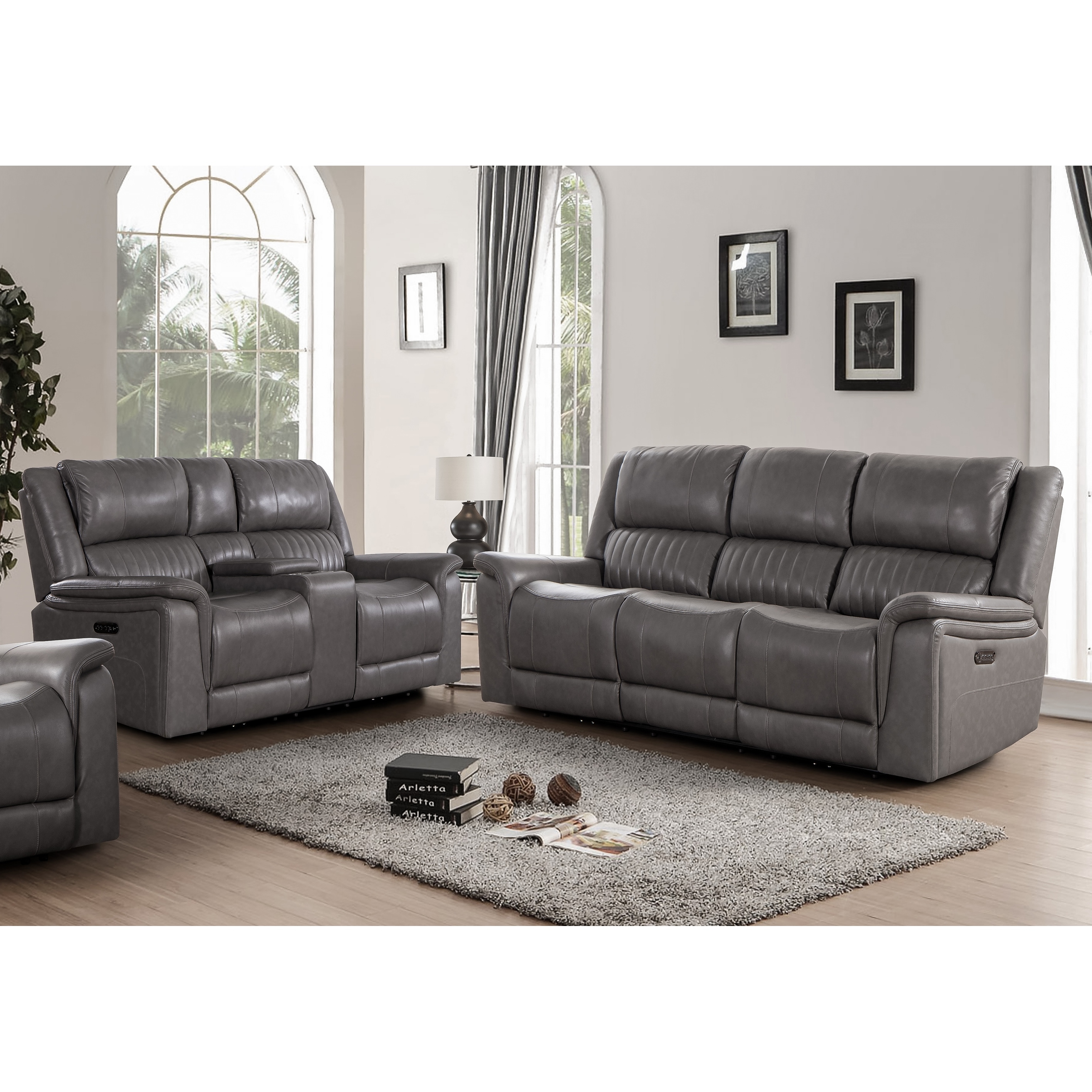 Palmer Top Grain Italian Leather 2-piece Living Room Set