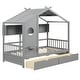 preview thumbnail 11 of 18, Gymax Twin Size House Bed Kids Bed Frame w/ 2 Storage Drawers & Fence