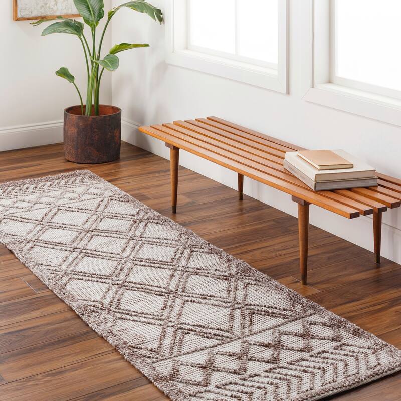 Myron Handmade Performance Outdoor Safe Area Rug - 2'6" x 8' - Brown