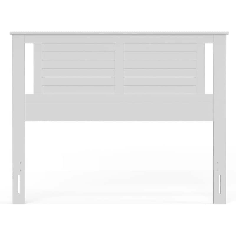 White Rubber Woode Headboard with Horizontal Slat Design for Standard Bed Frames