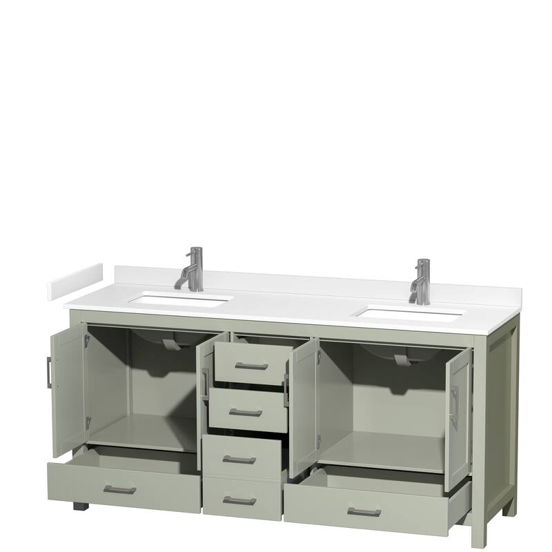 Sheffield Double Bathroom Vanity Set, Cultured Top, No Mirror