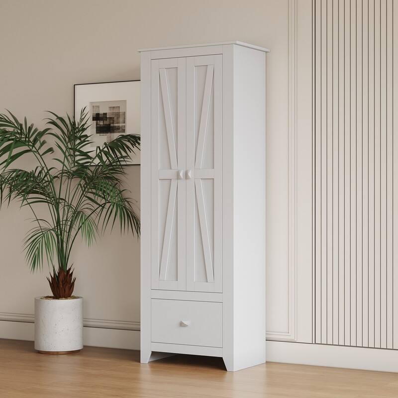 White Tall Storage with 1 Drawer Bed Bath & Beyond 37630169