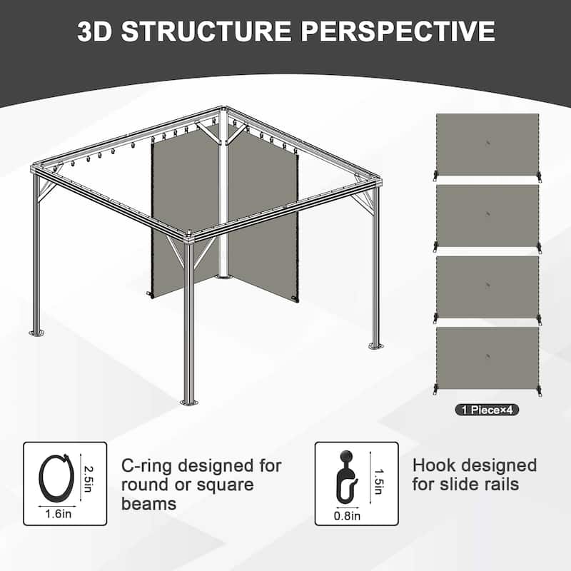 Aoodor 10' x 10' Gazebo Curtain Set，Curtain Only