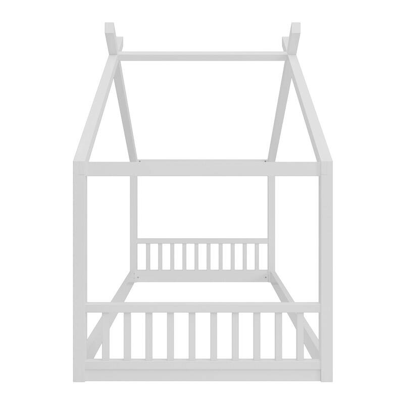 Twin Size House Bed Floor Bed with Headboard and Footboard