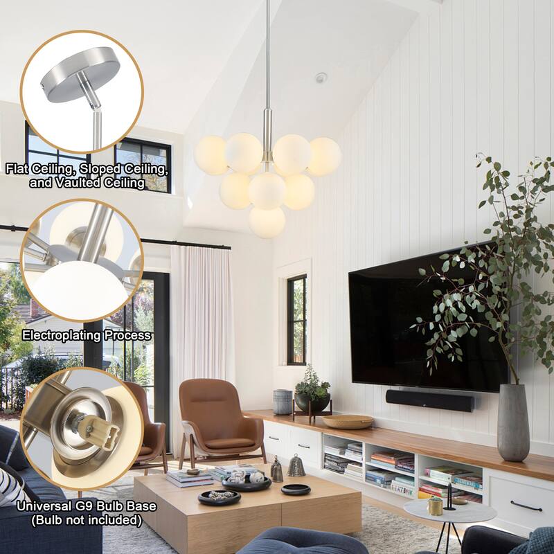 13 - Light Dimmable Tiered Modern Globe Glass Chandelier Empire Sputnik Island Pendant Lights