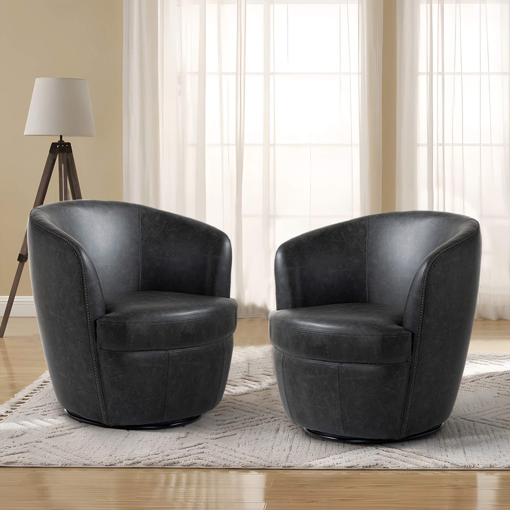Dazone Modern Faux Leather Barrel Chair – Comfy Tub Chair For Living Room, Bedroom, Or Office