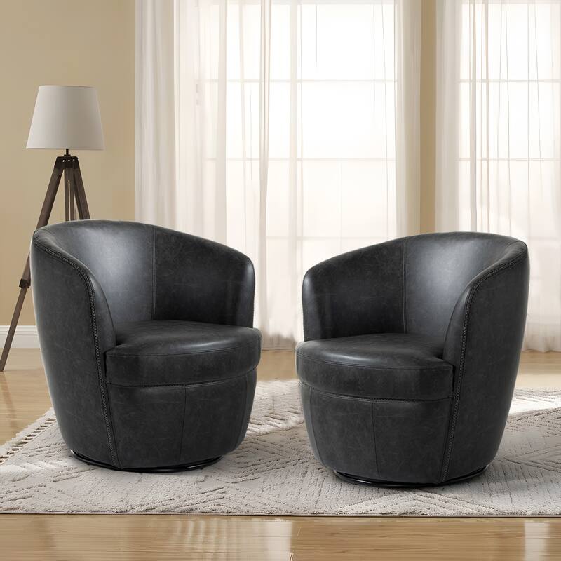Dazone Modern Faux Leather Barrel Chair – Comfy Tub Chair For Living Room, Bedroom, Or Office