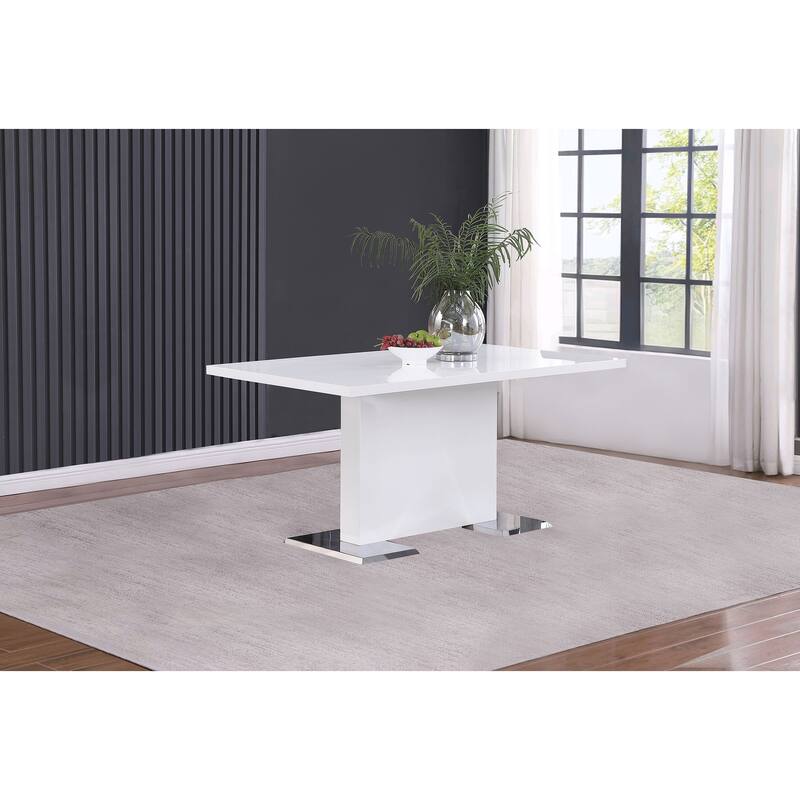 Anges Rectangular 63-inch Dining Table White High Gloss