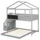 preview thumbnail 18 of 17, Modern Twin Over Full House Bunk Bed With Storage Staircase And Blackboard,Sturdy Frame for Bedroom