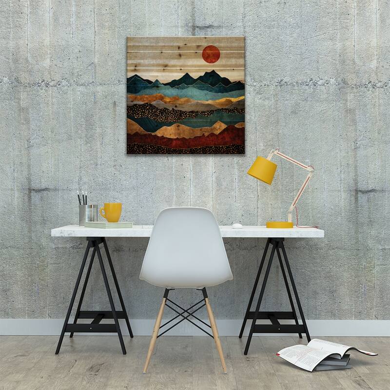 Amber Dusk Print On Wood by SpaceFrog Designs - Multi-Color