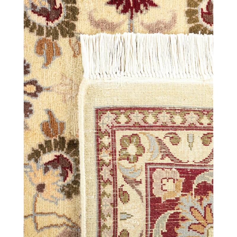Overton Handknotted Wool Traditional Oriental Ivory Square Area Rug - 6' x 9'