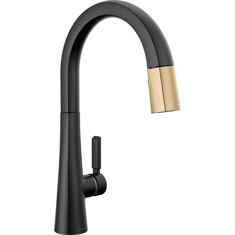 Delta 9191-PR-DST Monrovia 1.8 GPM Deck Mounted Pull Down Kitchen - Matte Black / Champagne Bronze