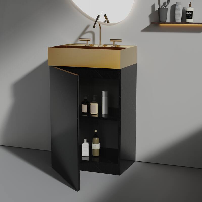 Sophisticated Bathroom Vanity with Integrated Sink and Ample Storage