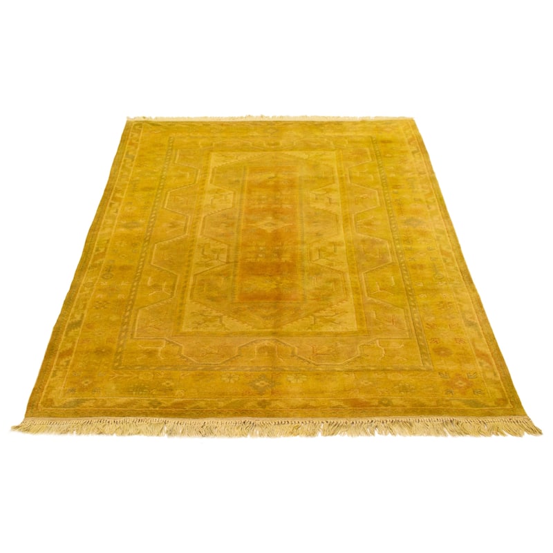 ECARPETGALLERY Hand-knotted Color Transition Dark Gold Wool Rug - 6'11 x 10'0