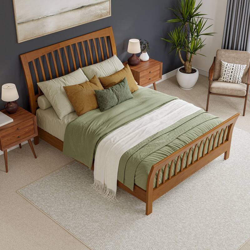 AFI Orleans Solid Wood Low Profile Platform Bed with Matching Footboard