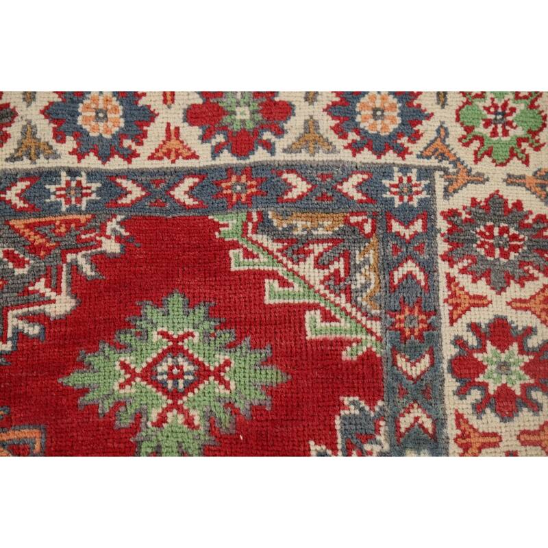 Red Kazak Foyer Rug Handmade Oriental Wool Carpet - 3'4" x 4'11"