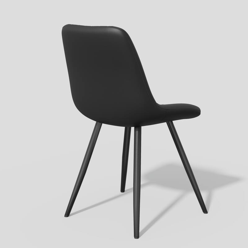 ​2-Pack Black PU Leather Dining Chairs - Diamond Stitch Ergonomic Design w/Iron Frame