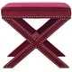 preview thumbnail 2 of 2, Safavieh Palmer X-bench Nailhead Red Velvet Ottoman