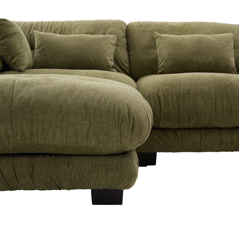 GDFStudio - Pelletized U Shape Cloud Couch with Bolster Armrest Pillows