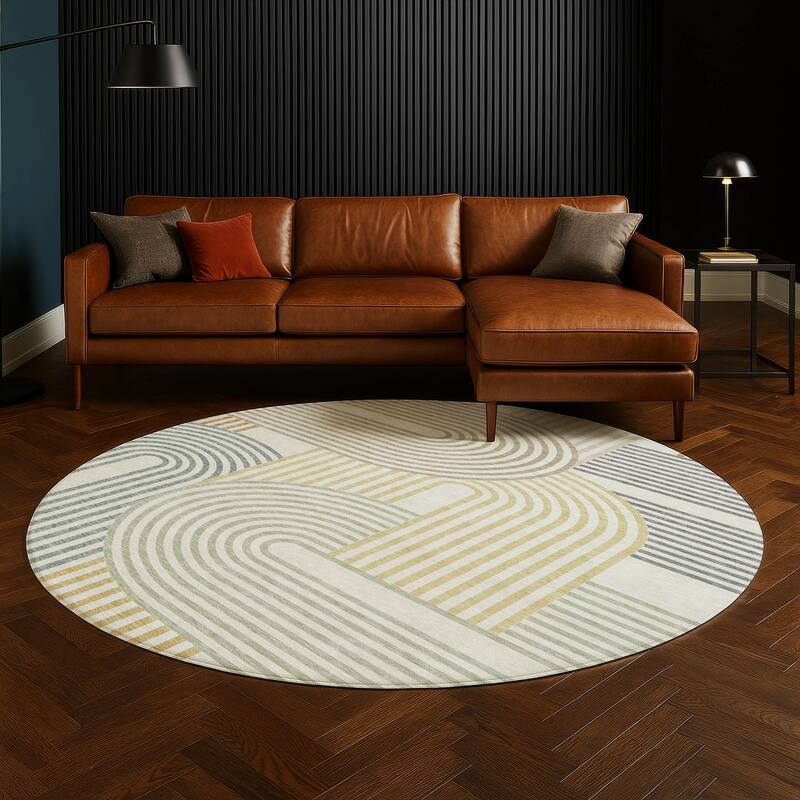 Machine Washable Indoor/ Outdoor Modern Basehor Chantille Rug