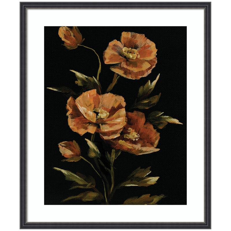 Kate and Laurel Framed Art Moody Floral 6 by Annie Quigley - 21x25 - Black