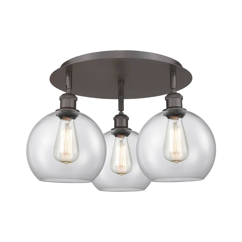 Innovations Lighting Athens - 3 Light 20" Flush Mount - Clear/Oil Rubbed Bronze