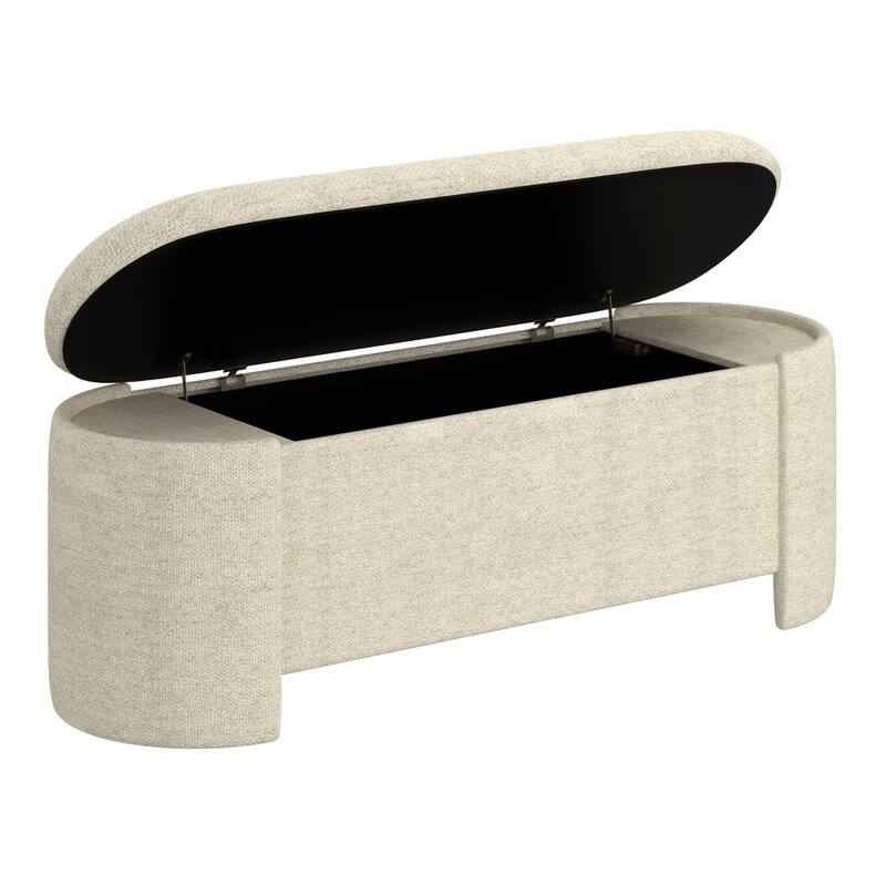 Modern Fabric Storage Ottoman - Beige